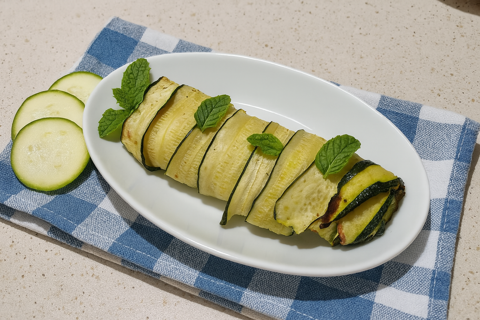 Rocambole de abobrinha na fritadeira a ar