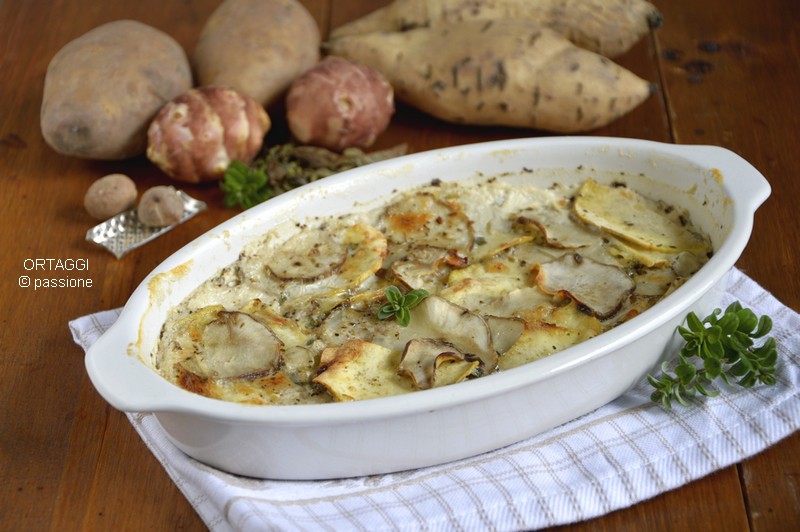 Topinambur e batatas doces americanas ao forno, Ortaggi che passione by Sara