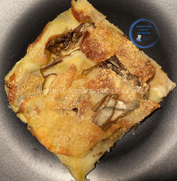 Torta salgada de batata e alcachofra