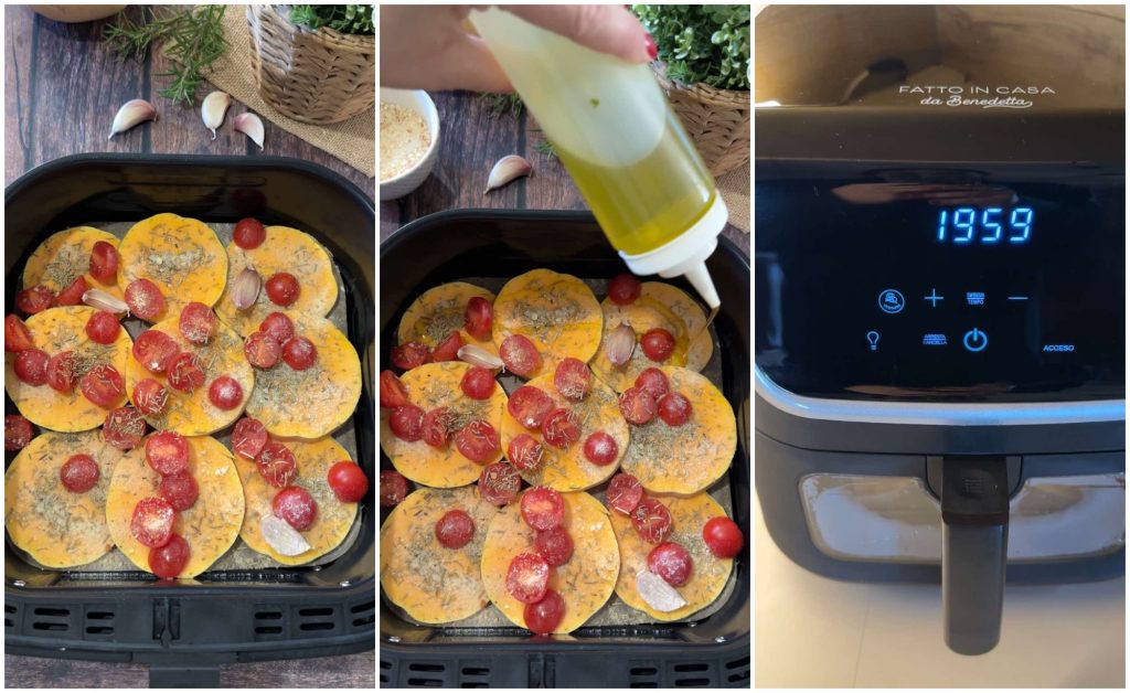 abóbora gratinada com tomatinhos