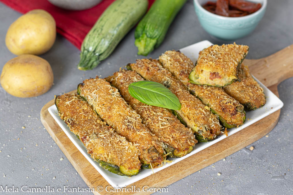 abobrinhas recheadas com atum e batatas