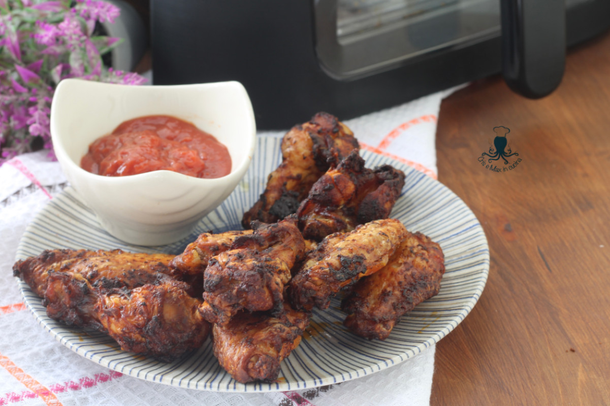 Asinha de frango marinada na fritadeira a ar