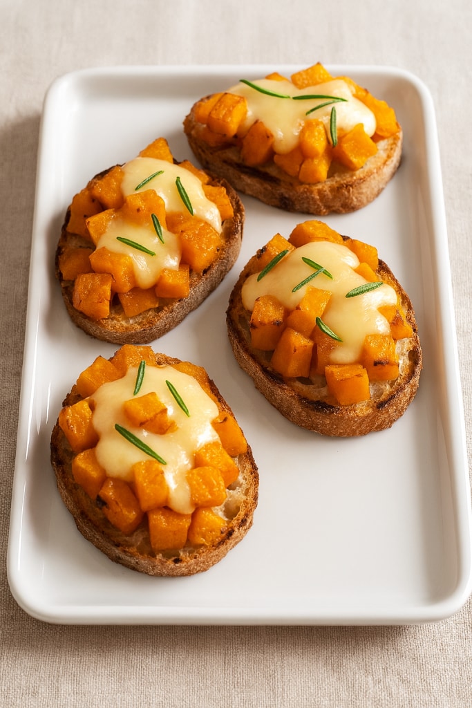 bruschettas com abóbora e caciocavallo