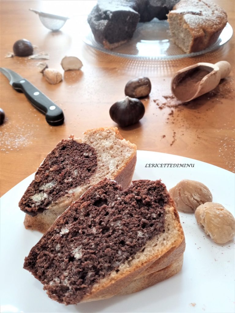 Bolo de castanha bicolor