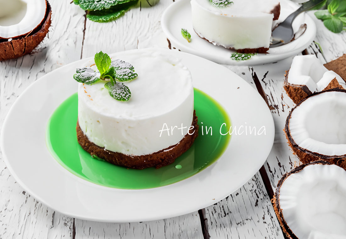 Cheesecake de coco e menta individual