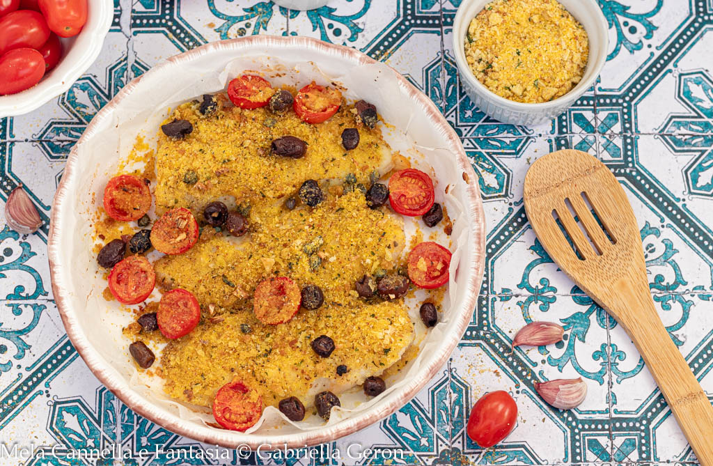 Filés de bacalhau gratinados ao estilo mediterrâneo