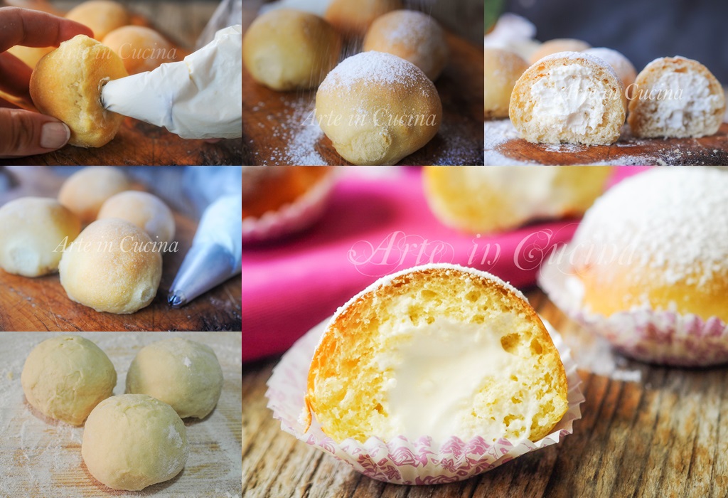 Flocos de neve brioche macios napolitanos ricota e nata vickyart arte na cozinha