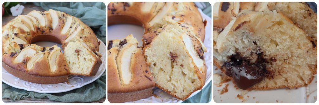 Bolo de leite com maçãs e chocolate