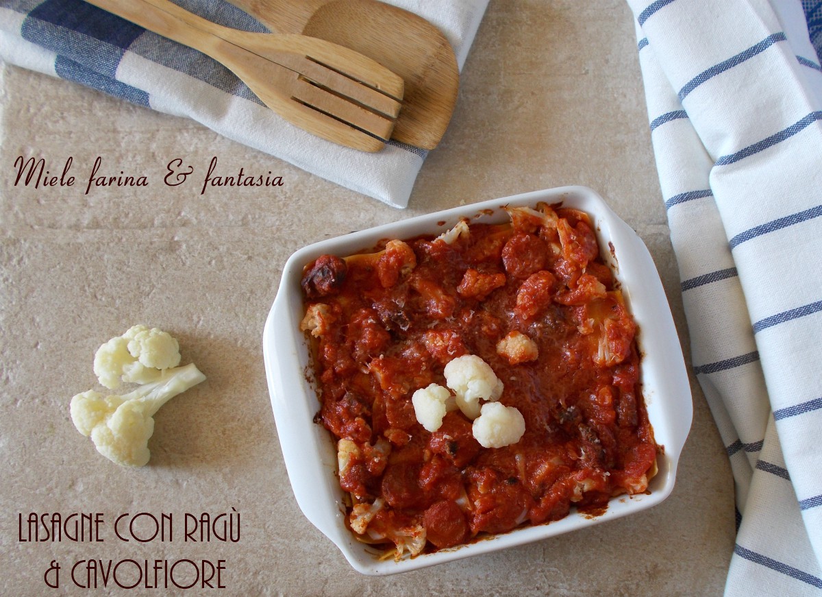 Lasanha com ragu e couve-flor