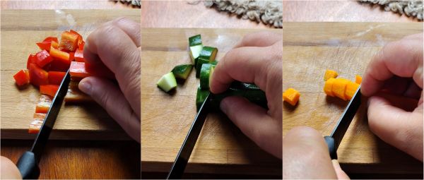 limpe os legumes e corte em cubos