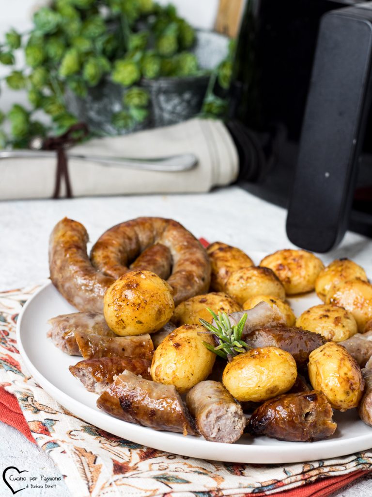 linguiça e batatas na airfryer