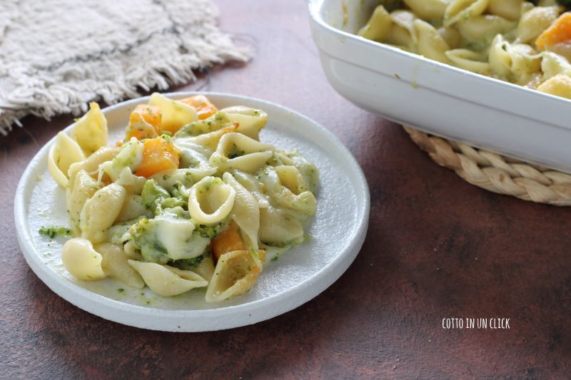 massa gratinada com abóbora e brócolis
