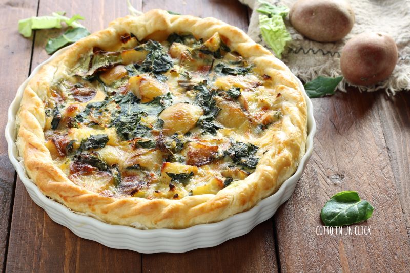 torta salgada com ervas e batatas