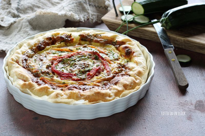 torta salgada com pimentões e abobrinhas