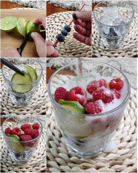 preparação da bebida refrescante feita em casa