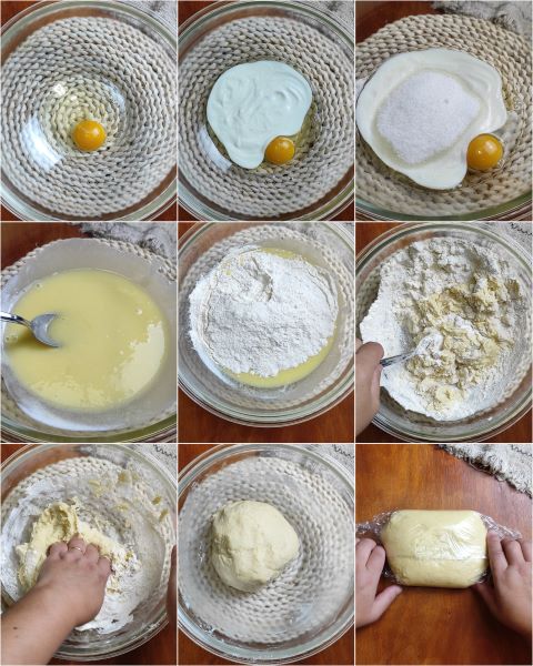 preparação da massa de torta de iogurte