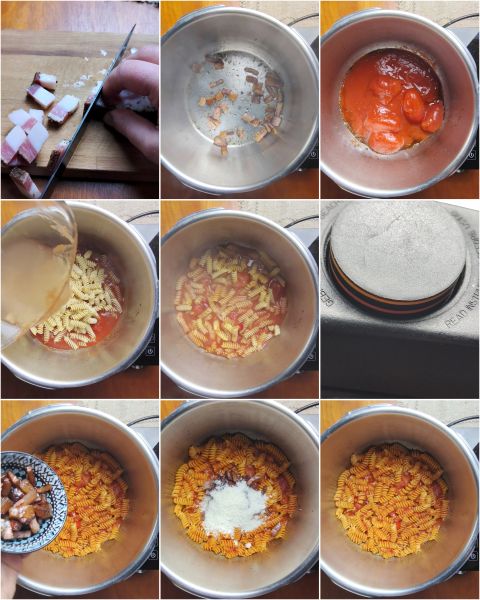 preparação da pasta all'Amatriciana