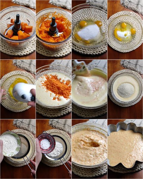 preparação do bolo de cenoura