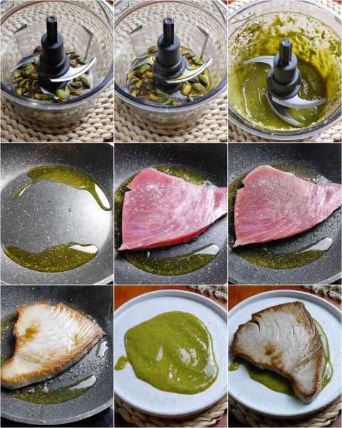 preparação do filé de atum com pistache
