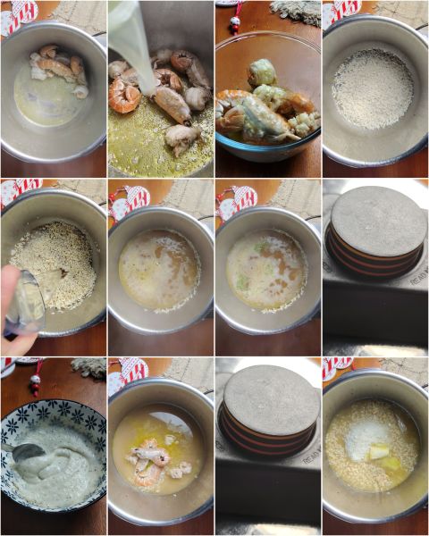 preparação do risoto cacio e pepe com camarão e limão em panela de pressão