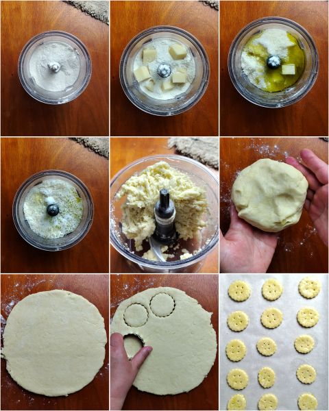 preparação dos crackers de queijo feitos em casa