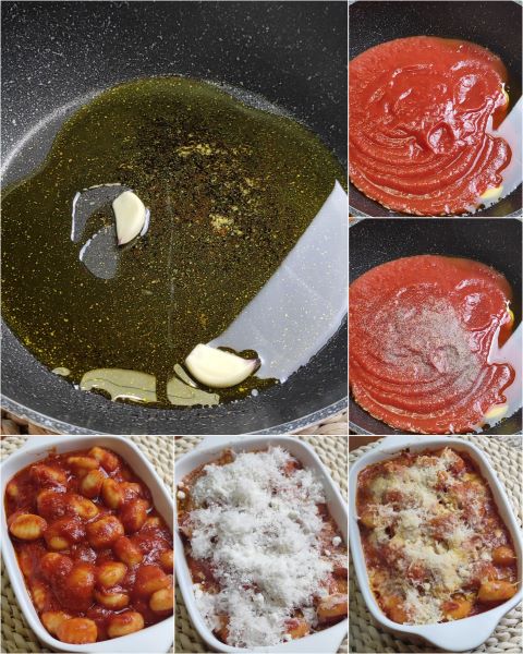 preparação dos gnocchi gratinados ao forno