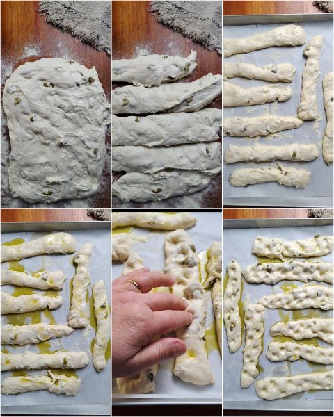 preparação dos palitinhos com azeitonas