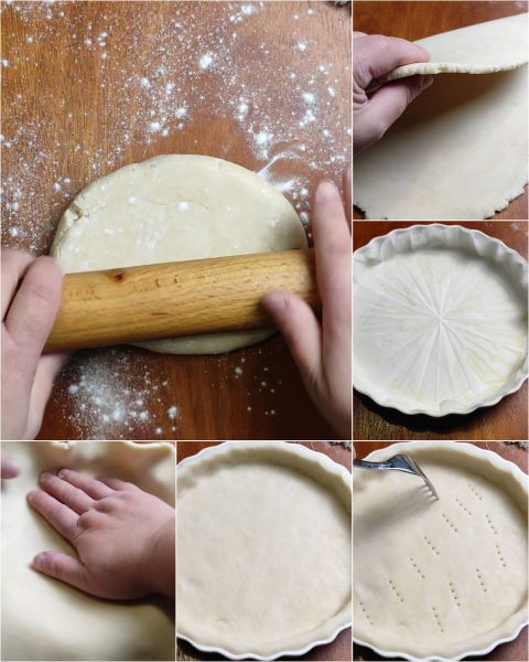 estenda a brisée, coloque-a na forma e perfure o fundo com um garfo
