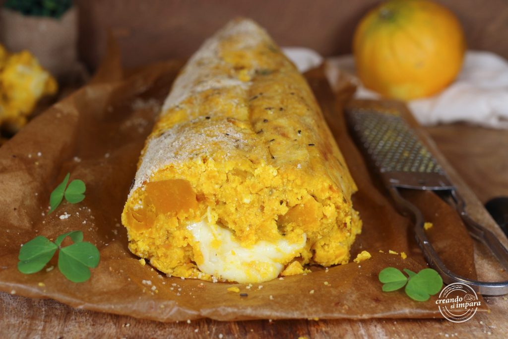 rolo de abóbora e batatas