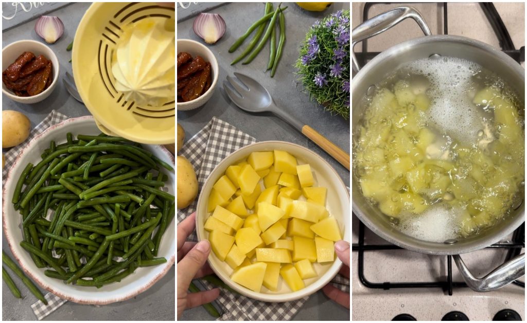 salada de vagem, atum e batata