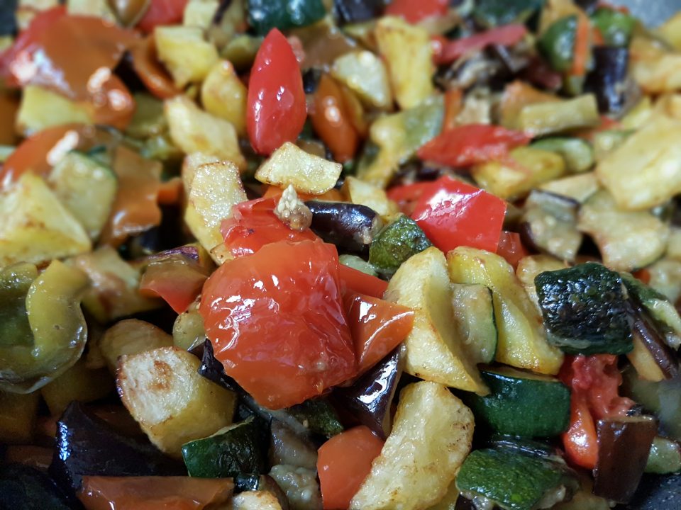 verduras na fritadeira a ar