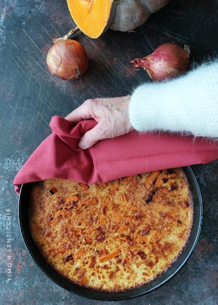 Cecina abóbora e cebolas farinata