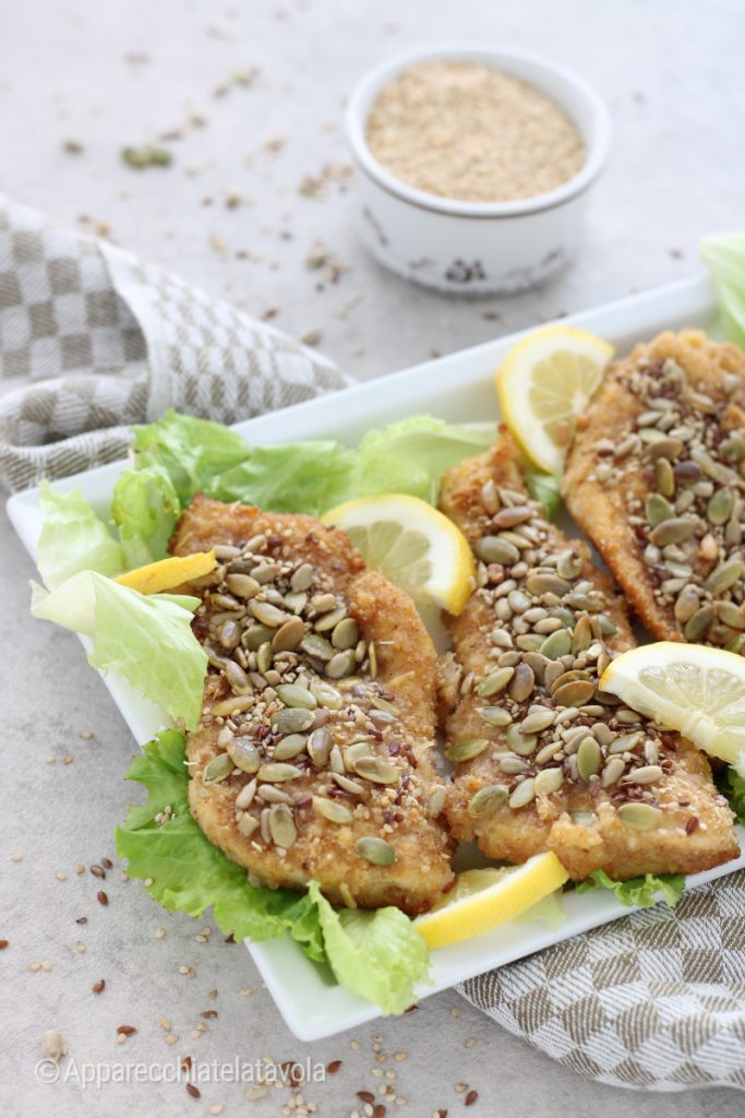 fatias de frango empanadas