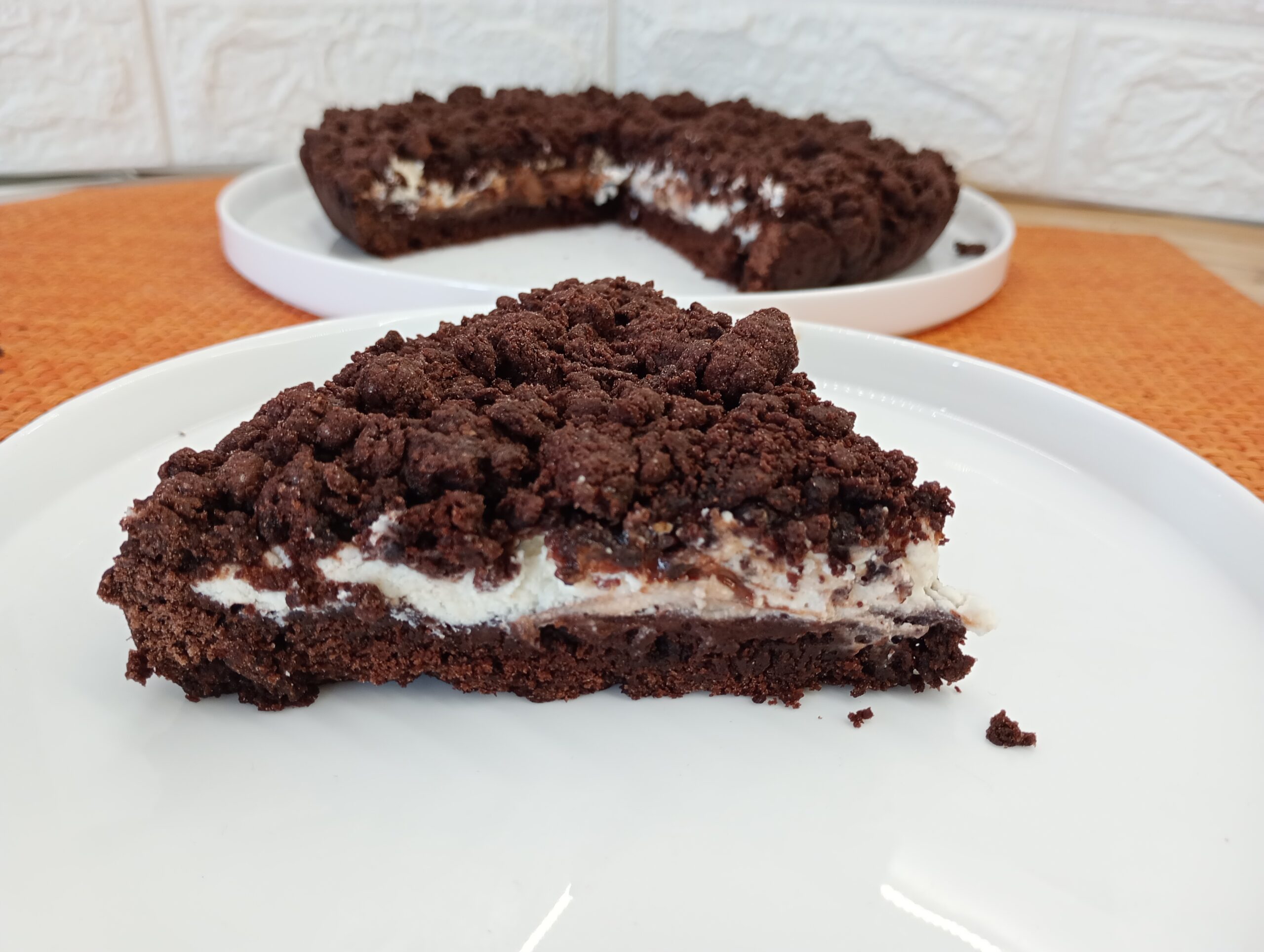 Farofa de cacau com creme de ricota