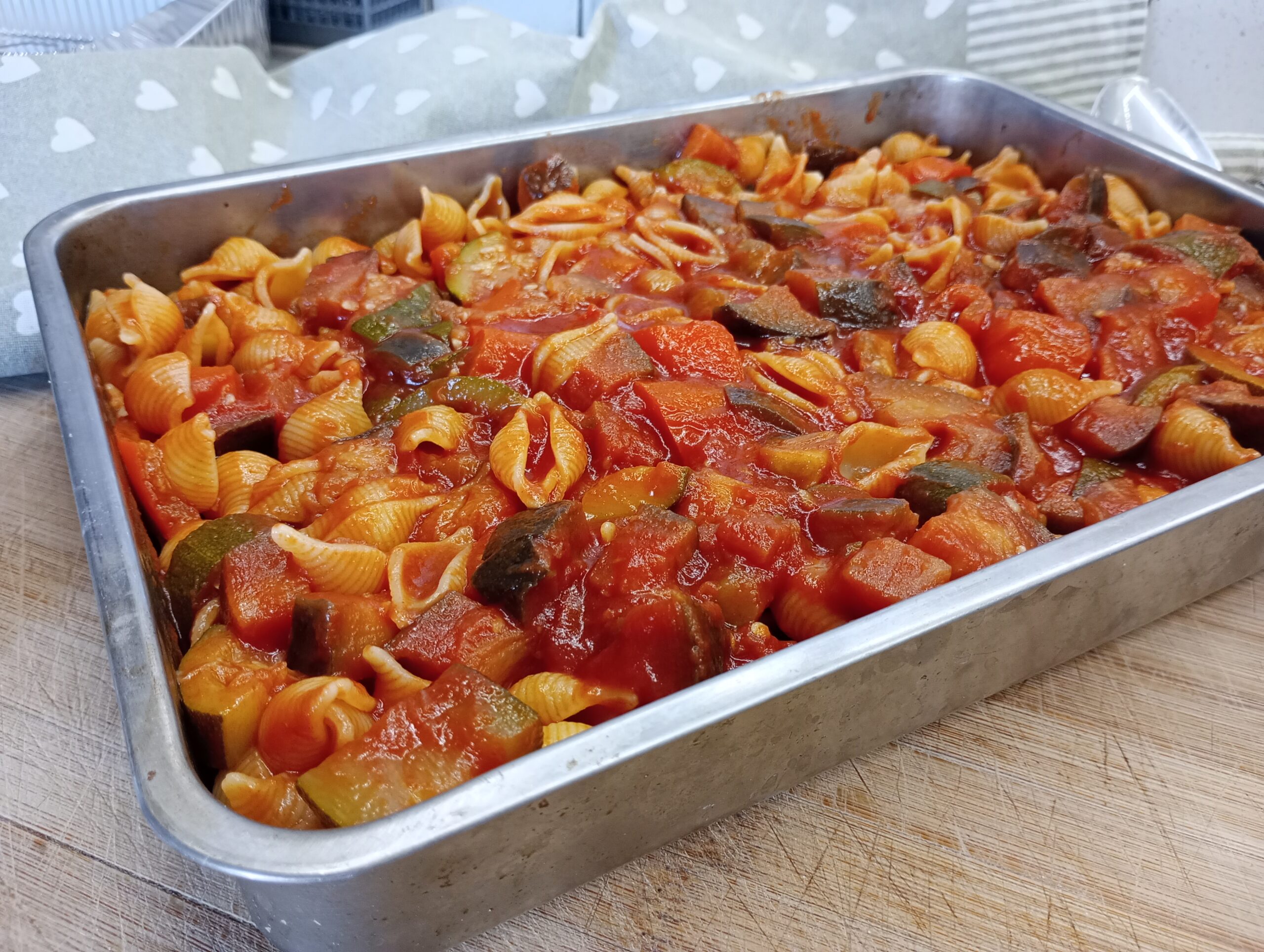 Macarrão de forno com legumes