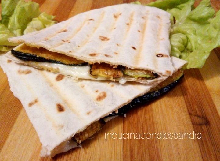 Piadina com abobrinha gratinada e mussarela