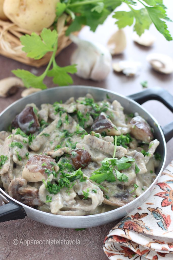 macarrão cogumelos e batatas