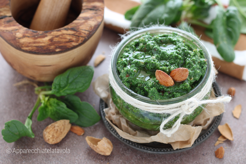 pesto espinafres e amêndoas