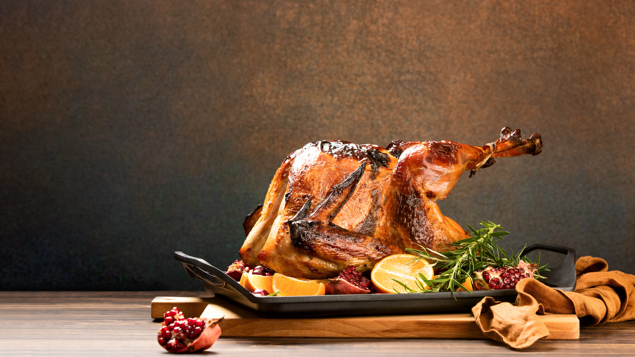 Capão assado com cítricos