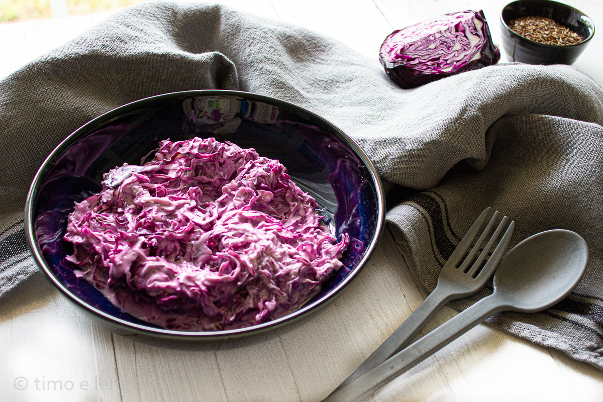 Repolho roxo com molho de iogurte