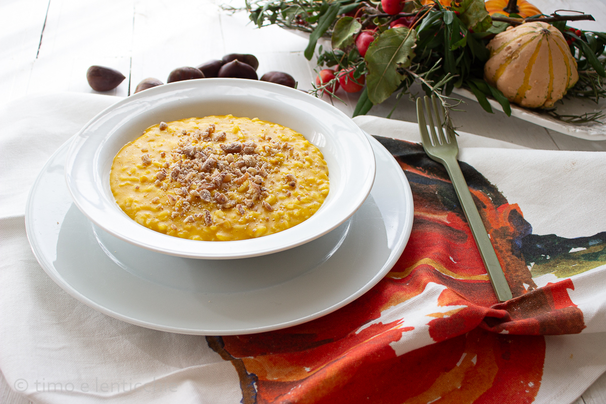Risoto de abóbora e castanhas