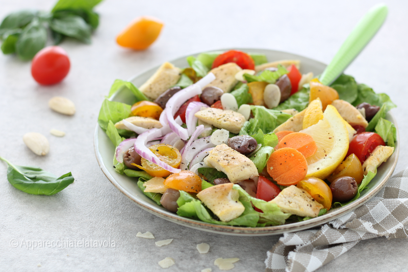 salada de frango grelhado e legumes