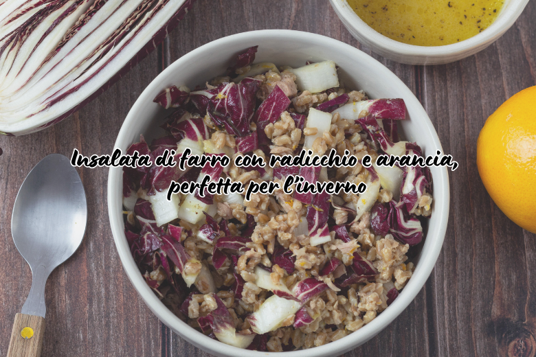 Salada de espelta com radicchio e laranja, perfeita para o inverno