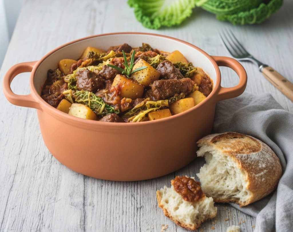 Ensopado com batatas e couve ou repolho