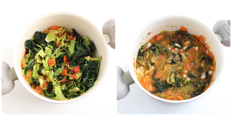 sopa de feijões com couve nero