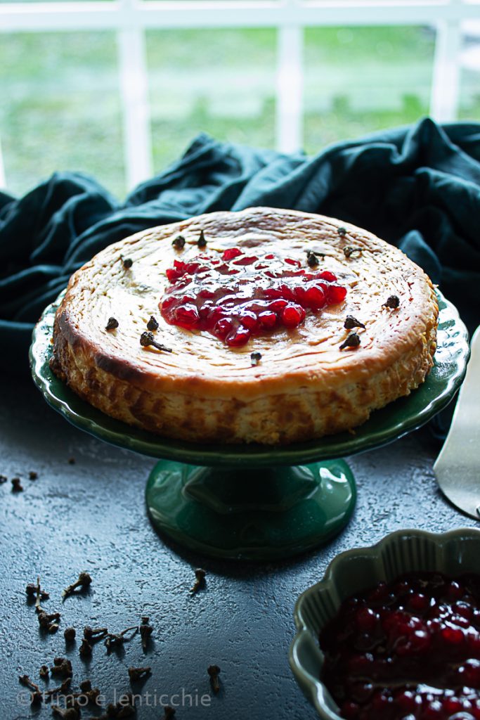 Torta de ricota com mirtilos e canela