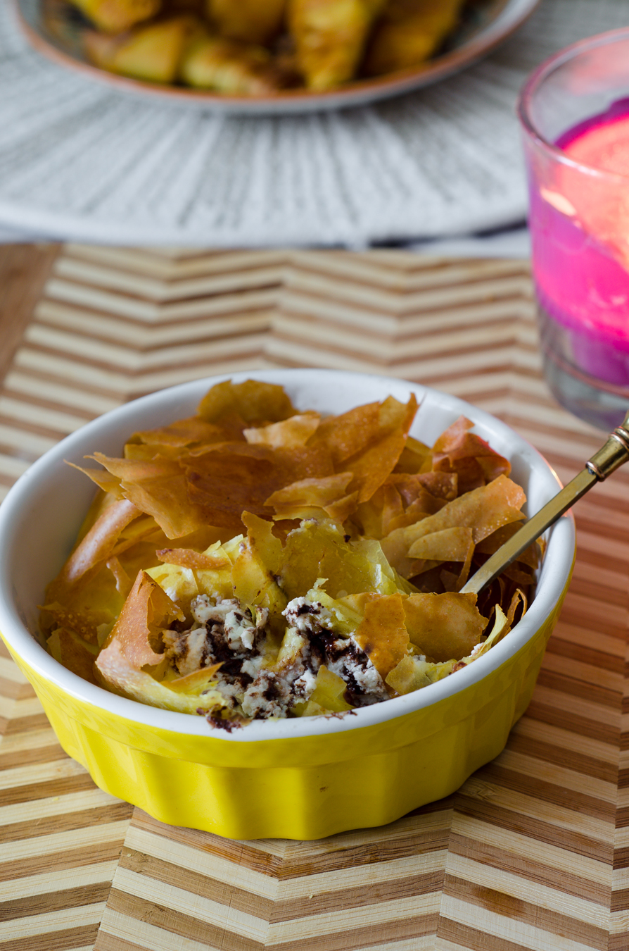 Tortinha de massa filo com ricota e chocolate (na fritadeira a ar)