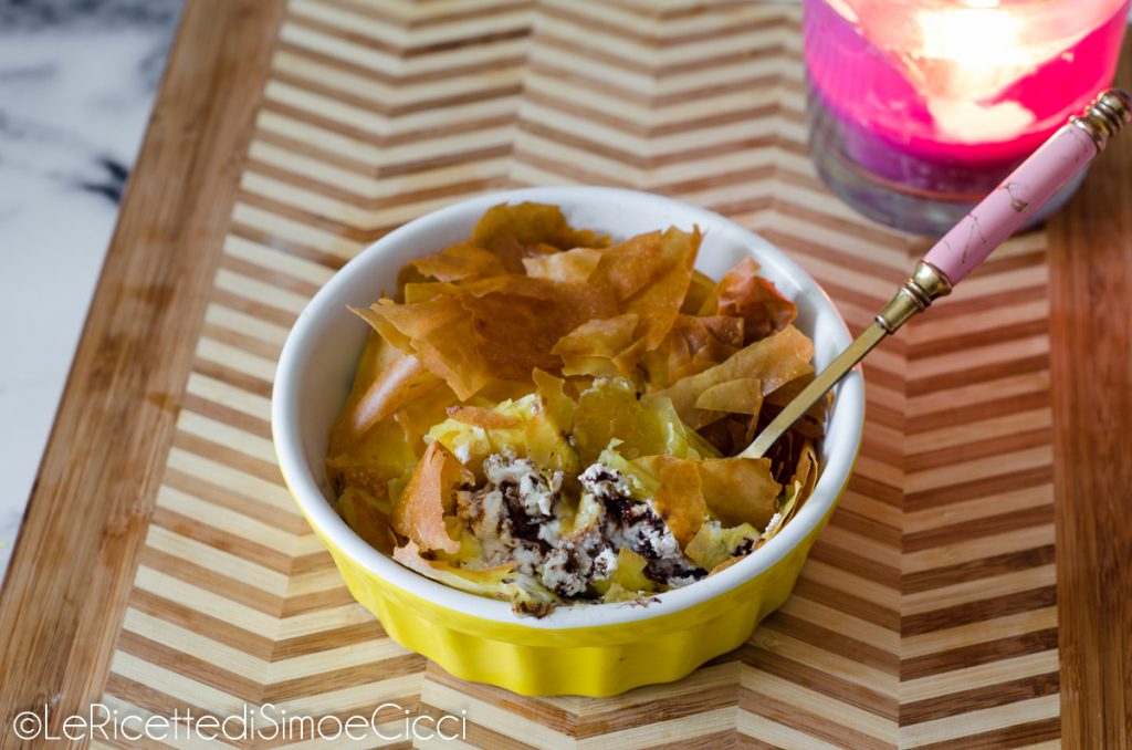 Tortinha de massa filo com ricota e chocolate (na fritadeira a ar)