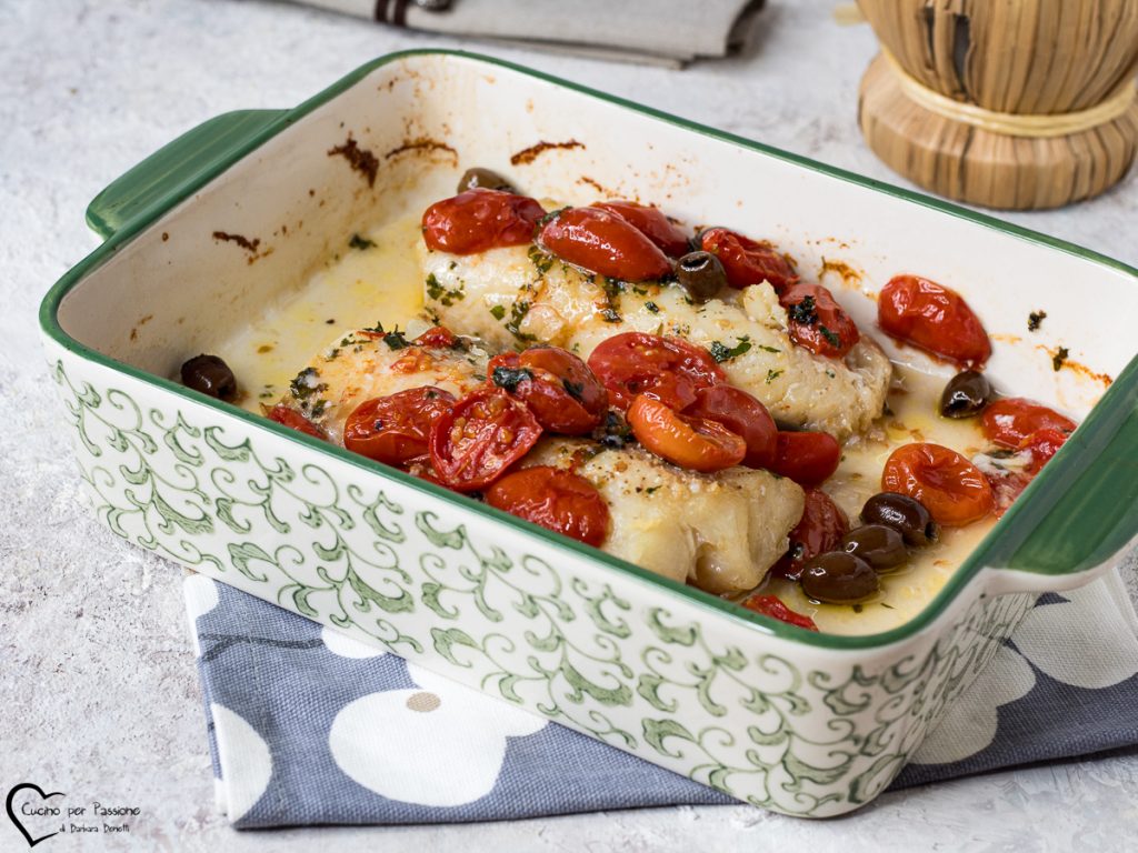 bacalhau assado com tomatinhos