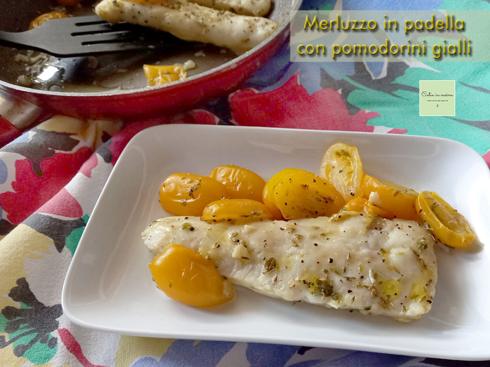 Bacalhau na frigideira com tomatinhos amarelos